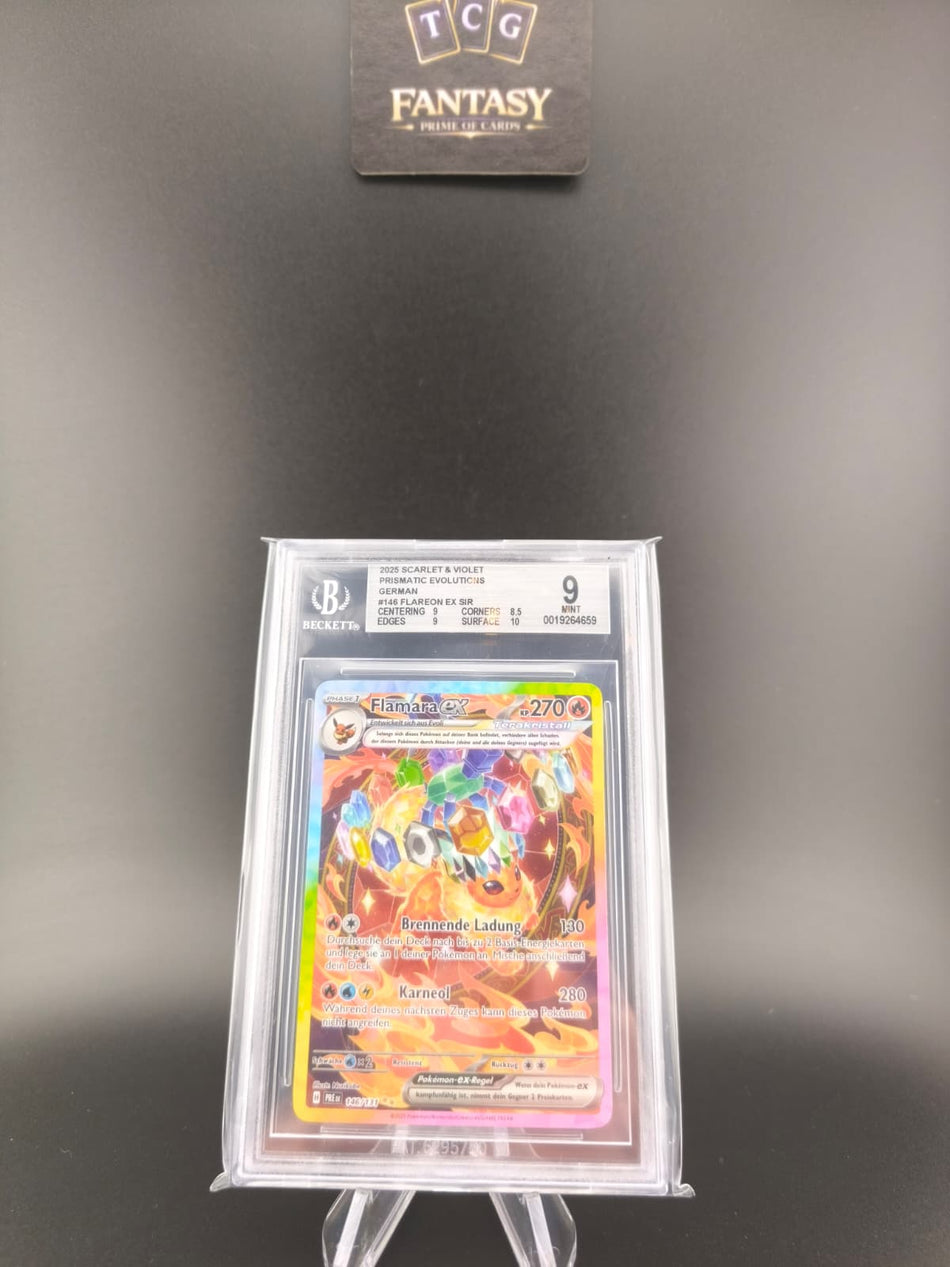 Pokémon Flamara ex #146 – Prismatische Entwicklungen – Beckett 9 (Mint)