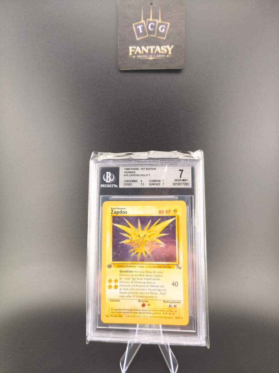 Zapdos Holo #15 – 1st Edition Fossil – BGS 7 Near Mint